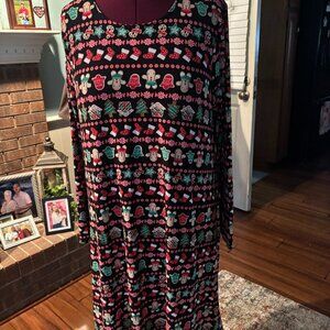 JoyLand Ladies Size XL Christmas Dress with long sleeves Knit shin length